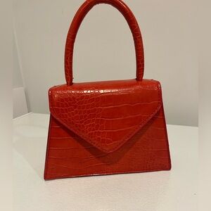 Elegant Red Crocodile-Embossed Handbag